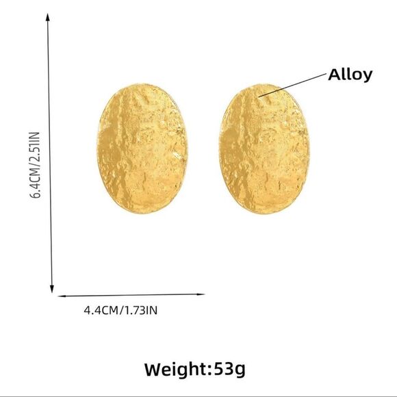 Zara Gold Oval Earrings - Picture 4 of 9